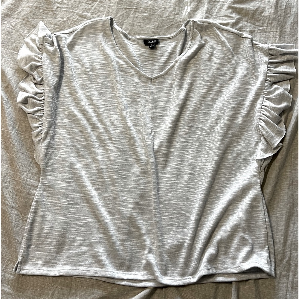 Large neutral grey blouse with ruffles